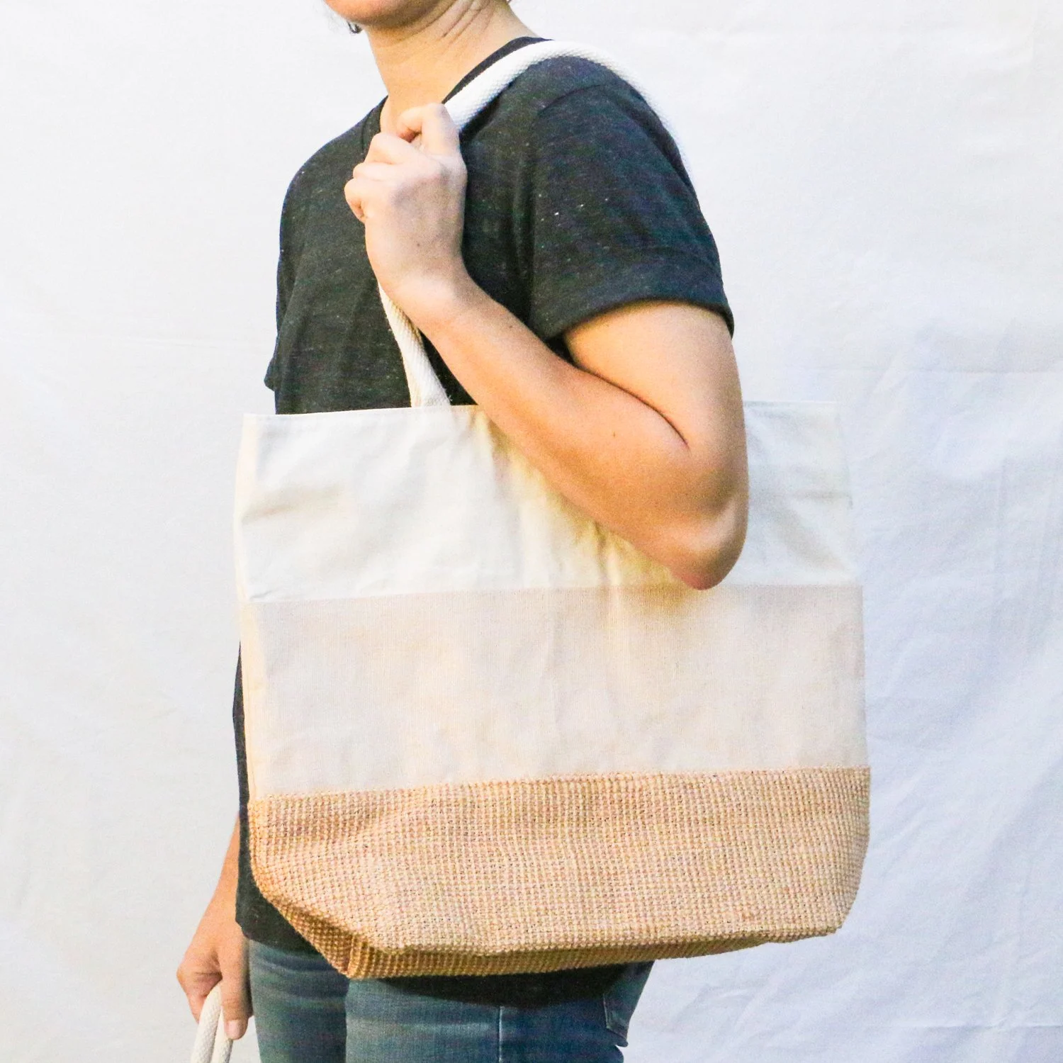 Tricolor Cotton & Jute Shoulder Bag — Simple Ecology